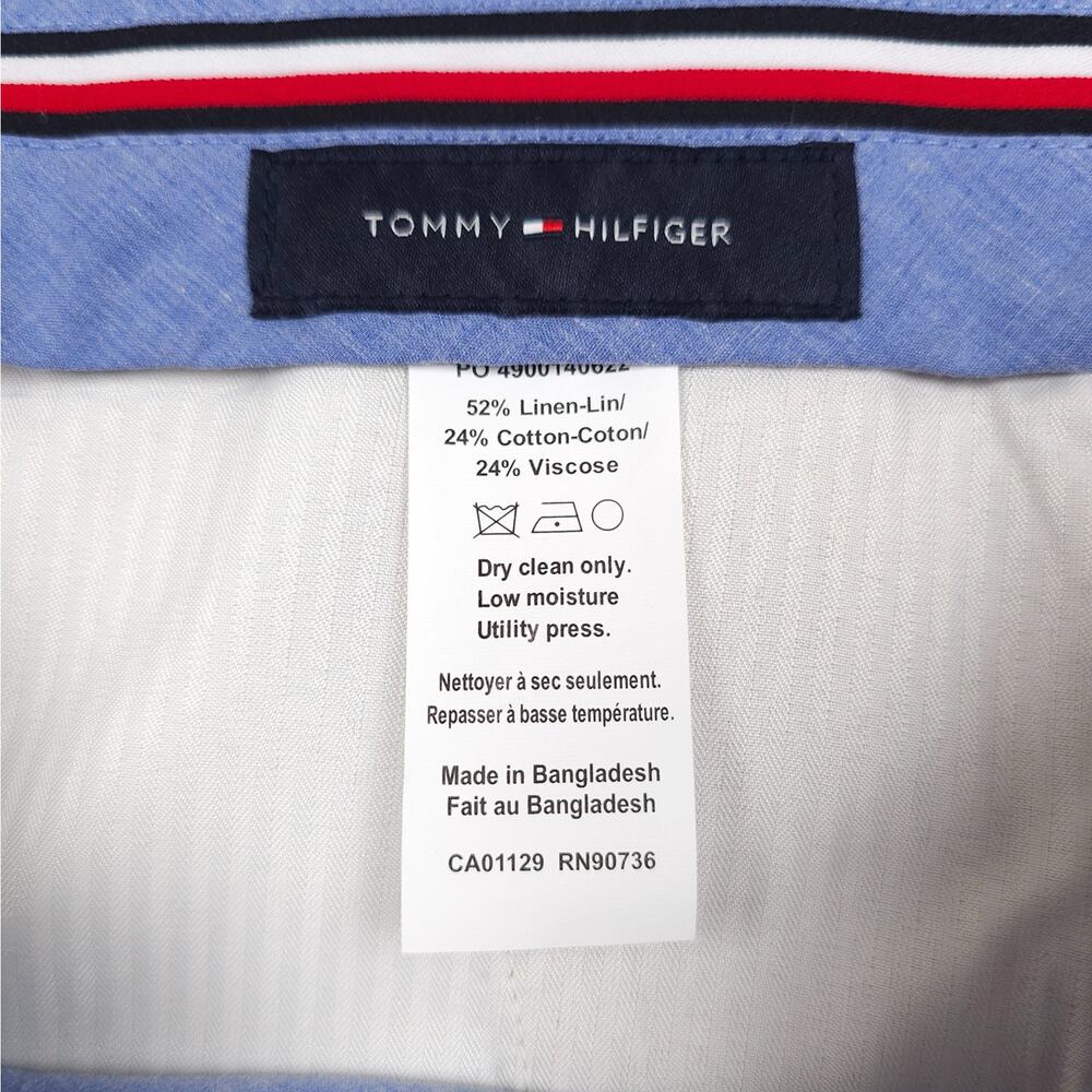 Tommy Hilfiger Mens Modern Fit Dress Pants 30x30 Tan Solid Linen Cotton Blend - Picture 10 of 11